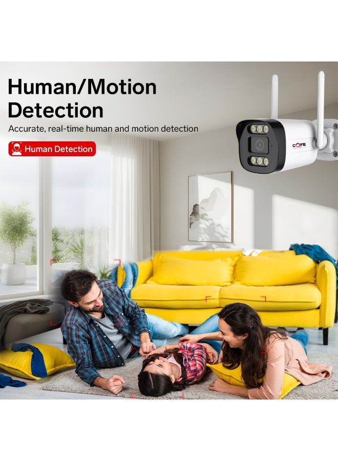COFE 3MP WiFi Smart Security Camera | AI Human Detection | Full Color Night Vision | Two Way Audio | Motion Detection | TF Card & Cloud Storage | Indoor/Outdoor CCTV Camera (CF-W-BP07-3D) - Image 2